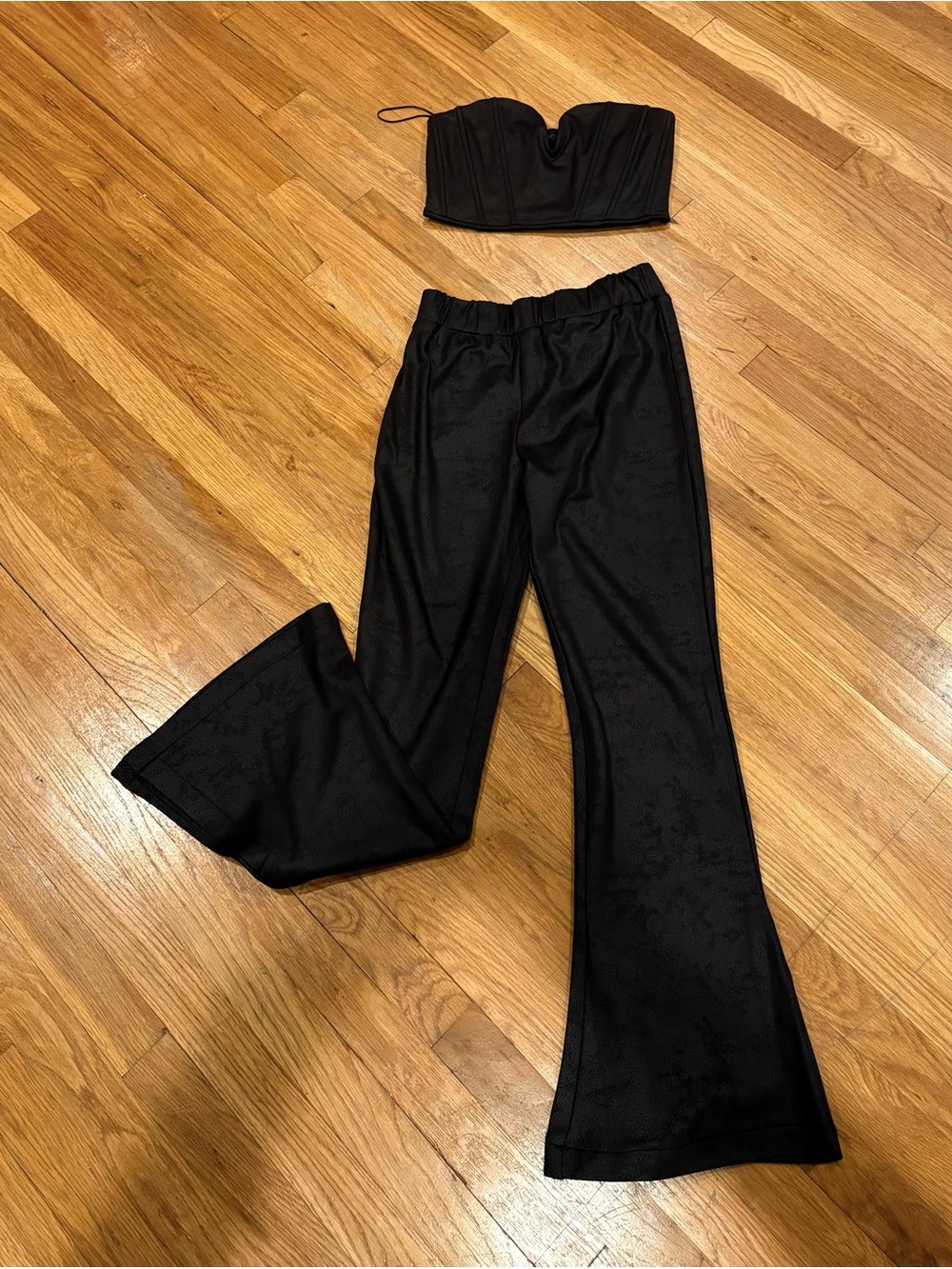 Dance & Marvel Coated Flare pant (size Medium)and Matching Crop Top (size Small)